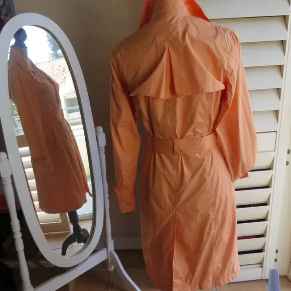 Kenneth Cole New York Trench Coat M Apricot Long Women's - Picture 3 of 14